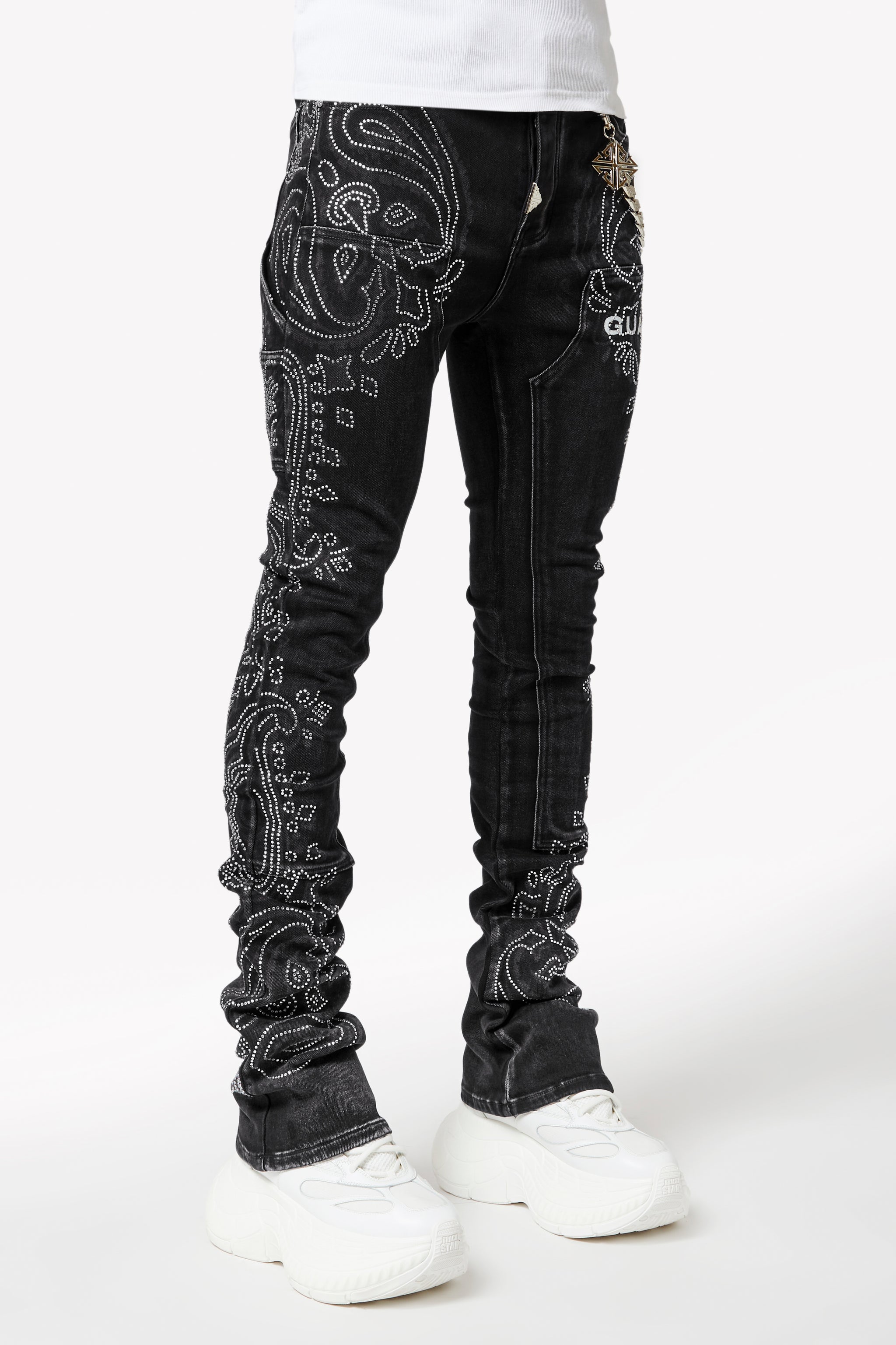 Vintage Black Paisley Denim