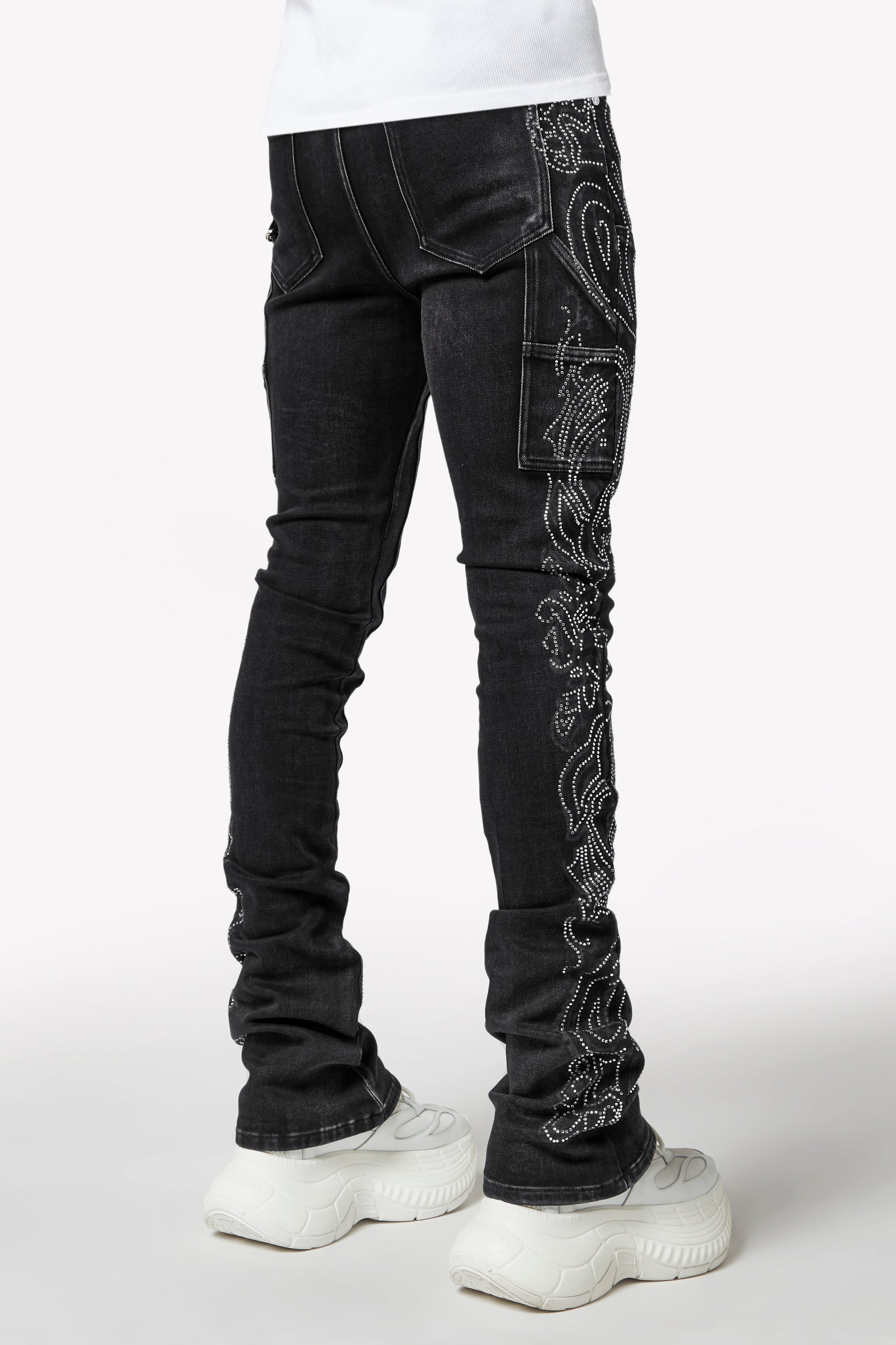 Vintage Black Paisley Denim