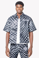 Obsidian Black Checkerboard  Leather Shirt