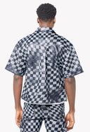 Obsidian Black Checkerboard  Leather Shirt