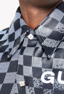 Obsidian Black Checkerboard  Leather Shirt