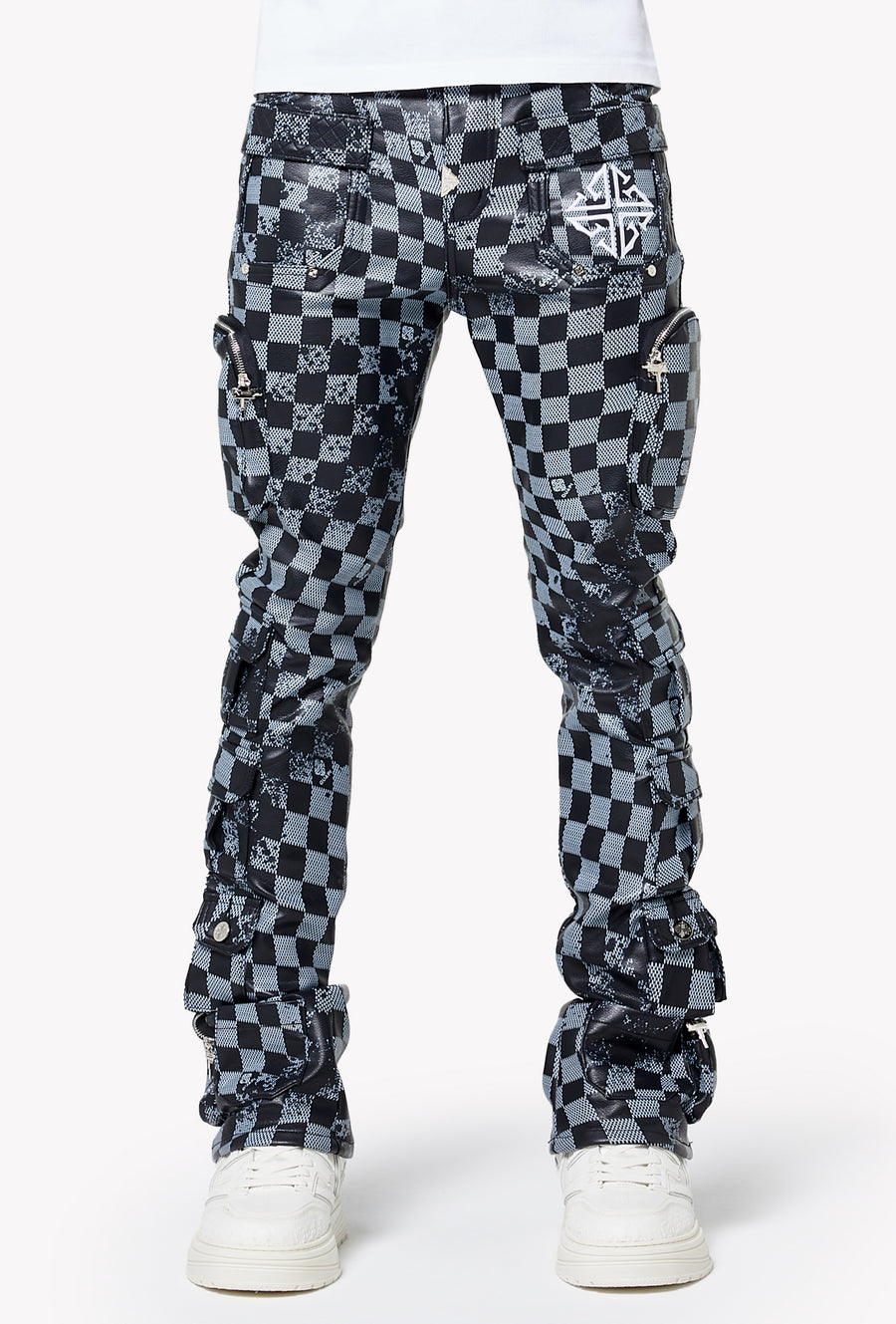 Obsidian Black Checkerboard Leather Pant