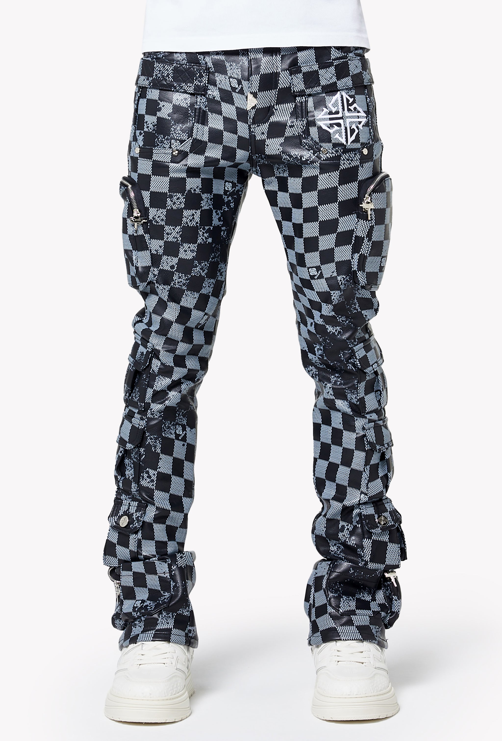 Obsidian Black Checkerboard Leather Pant