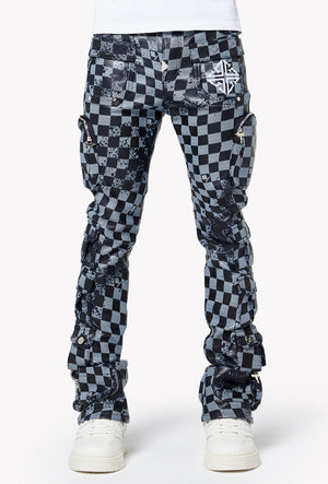 Obsidian Black Checkerboard Leather Pant