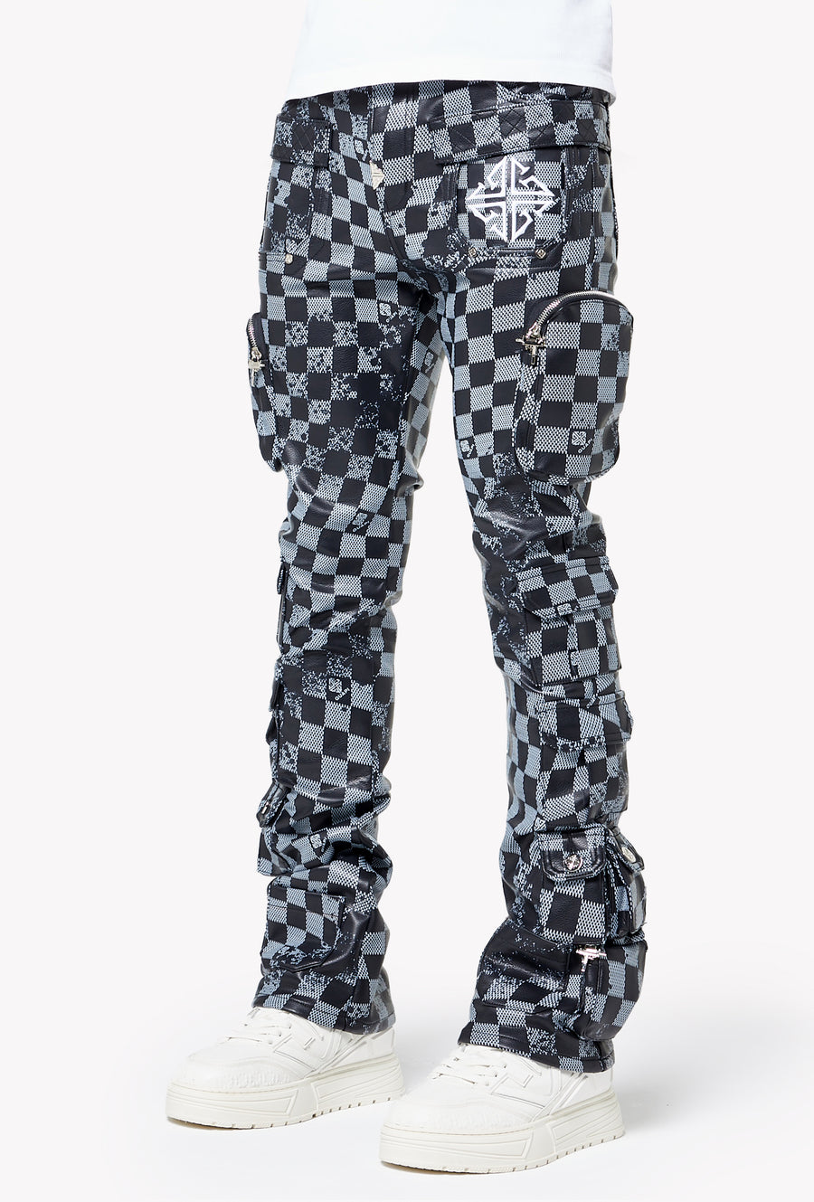 Obsidian Black Checkerboard Leather Pant