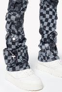 Obsidian Black Checkerboard Leather Pant