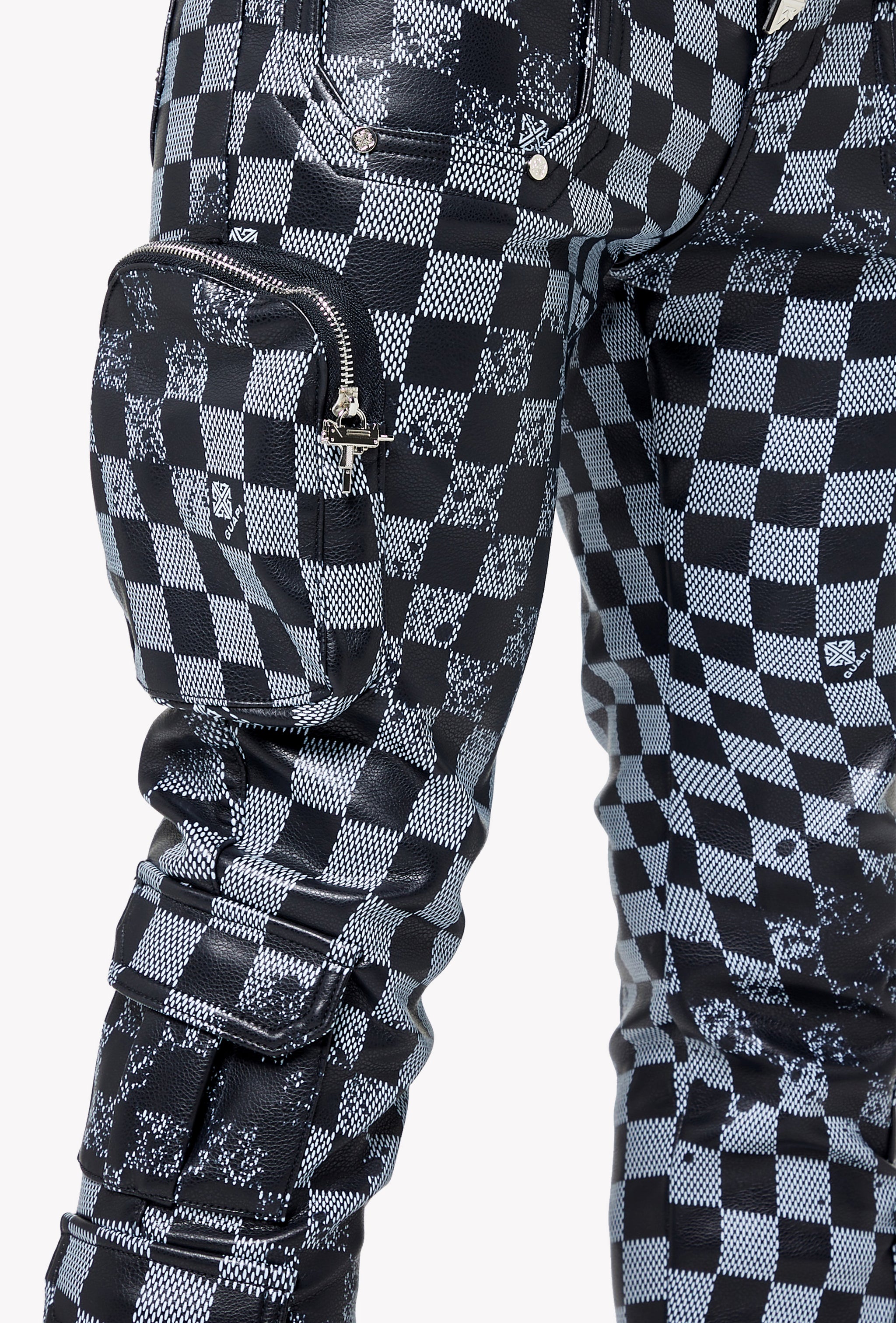 Obsidian Black Checkerboard Leather Pant
