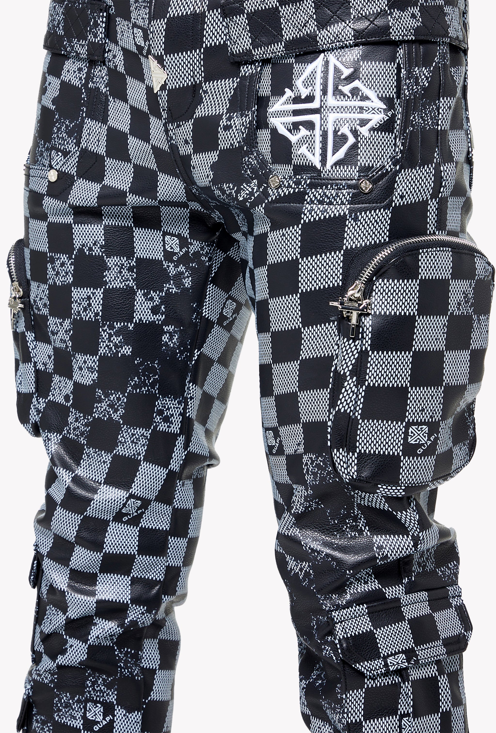 Obsidian Black Checkerboard Leather Pant