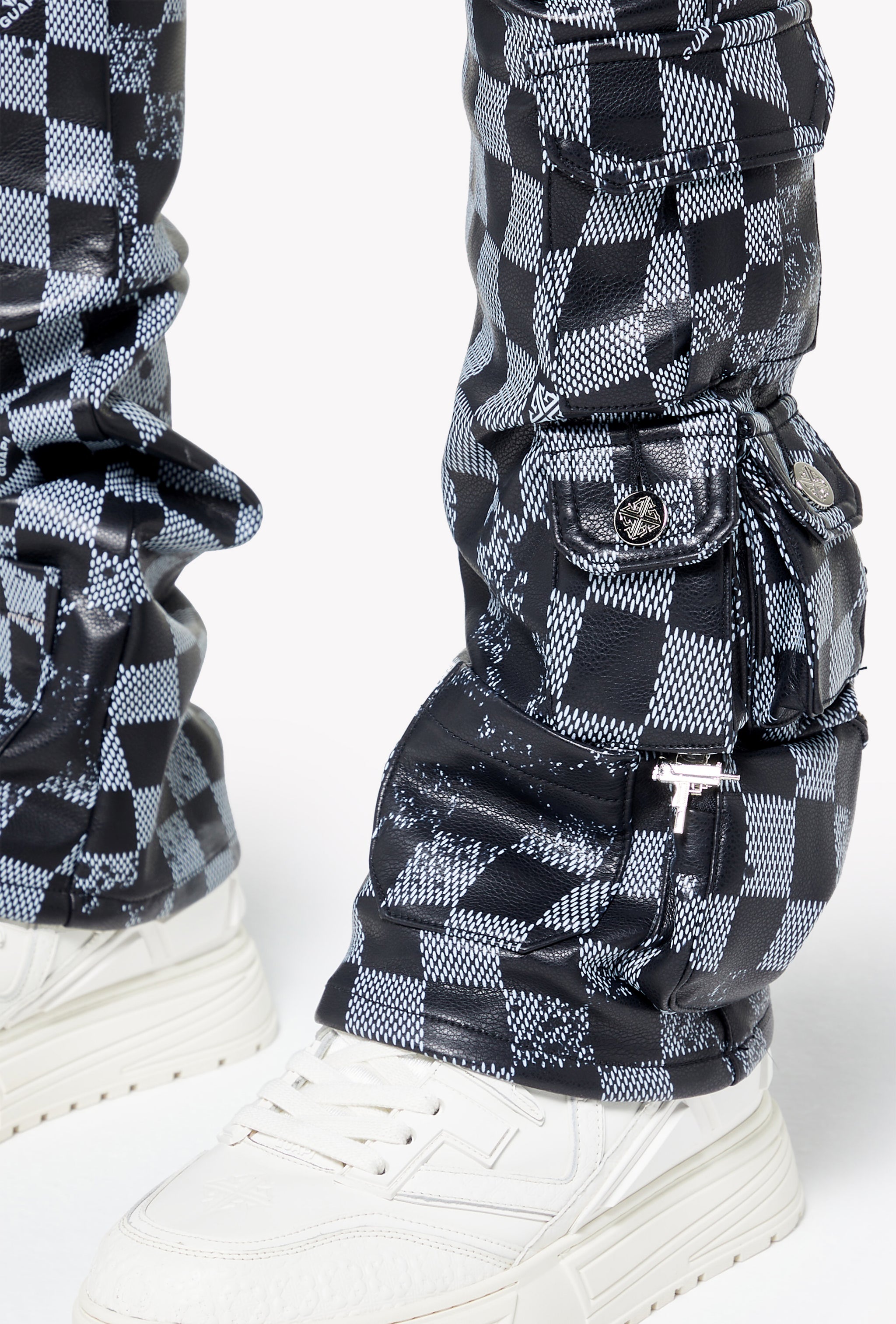 Obsidian Black Checkerboard Leather Pant