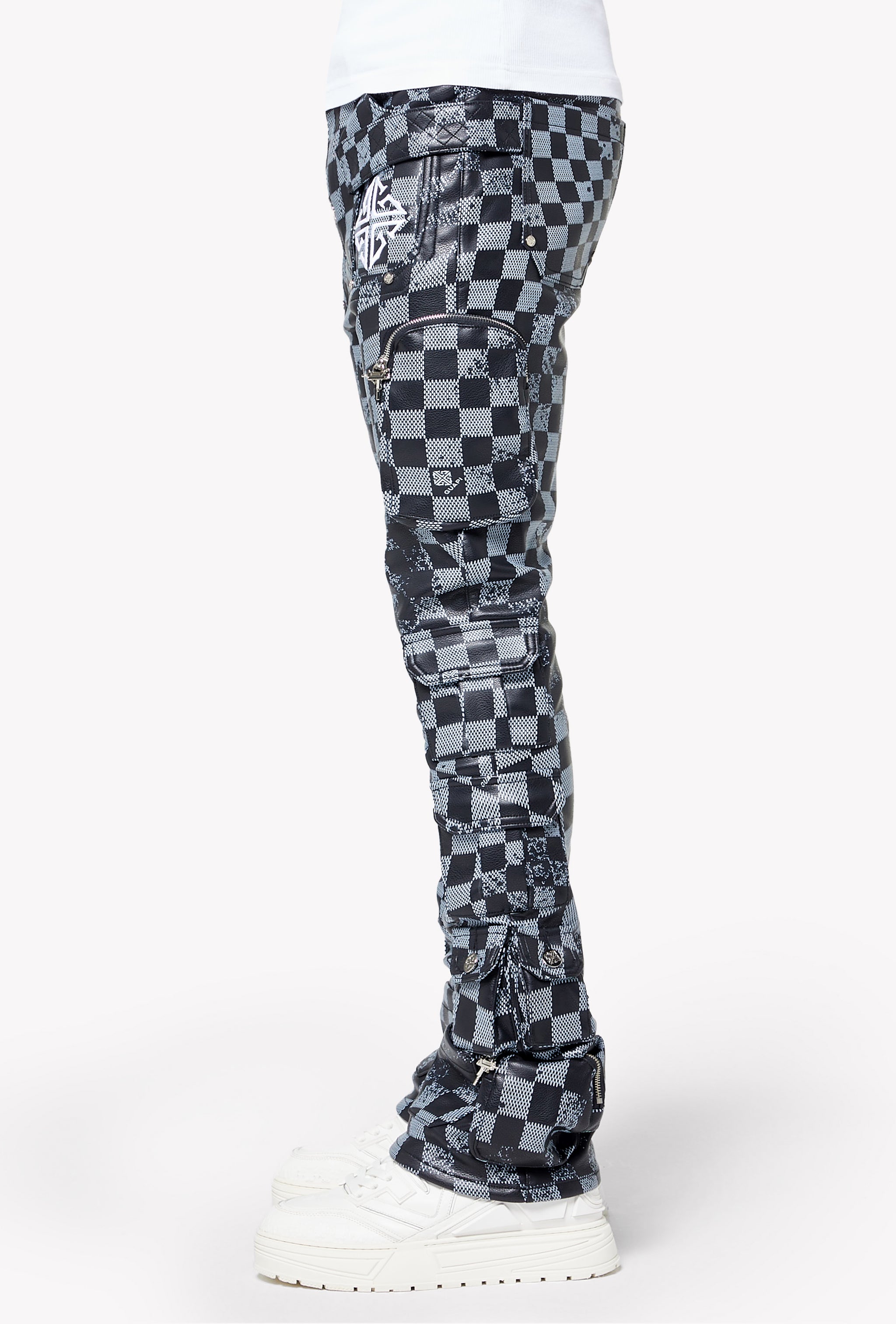Obsidian Black Checkerboard Leather Pant