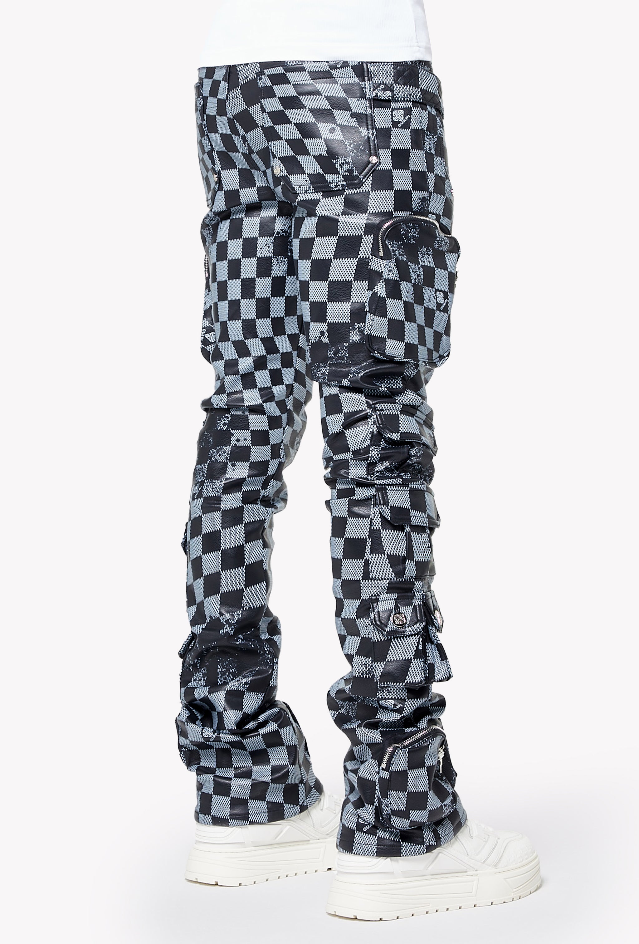 Obsidian Black Checkerboard Leather Pant