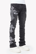 Vintage Black Distressed Cross Denim