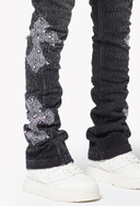 Vintage Black Distressed Cross Denim