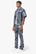 Obsidian Black Checkerboard  Leather Shirt