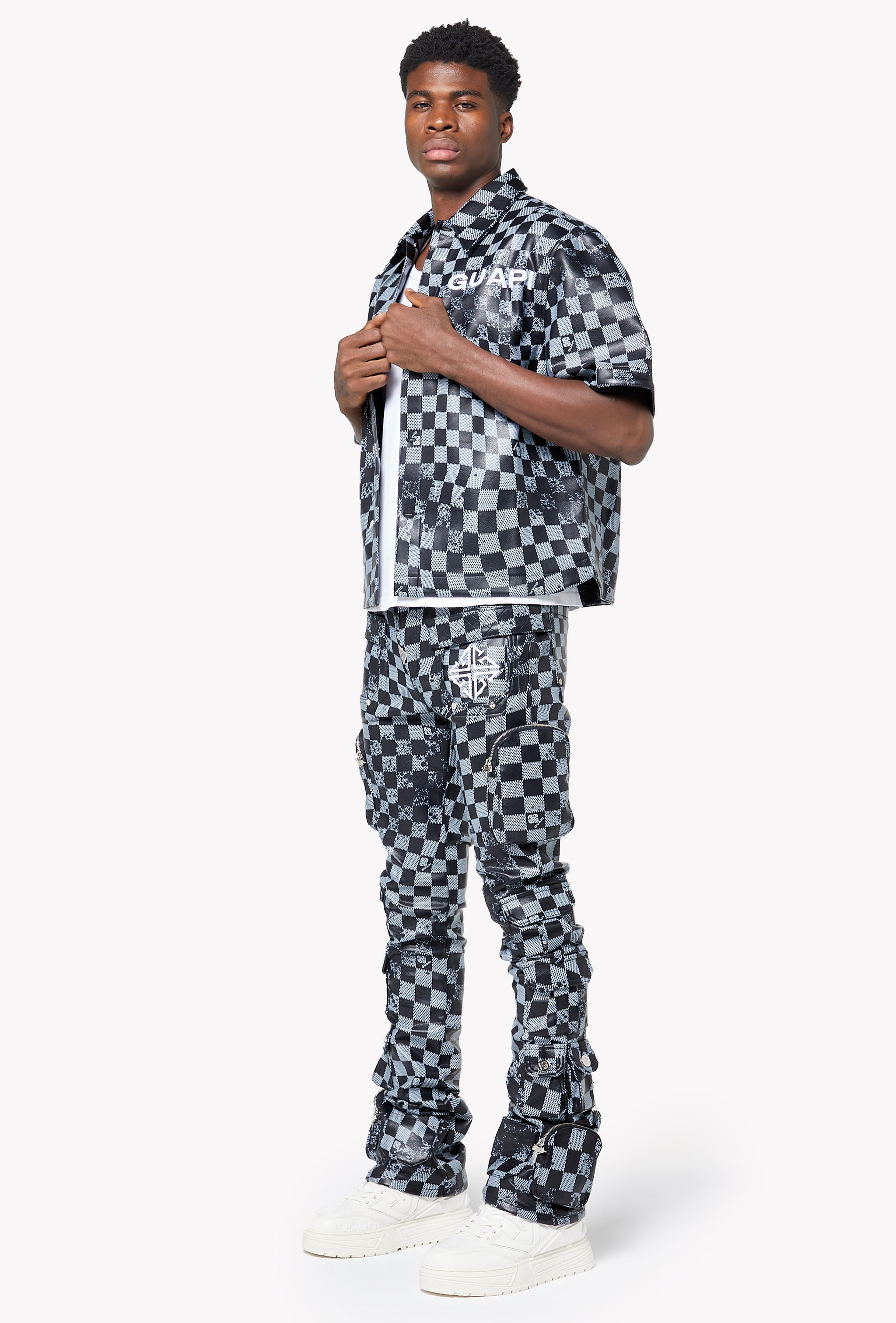 Obsidian Black Checkerboard Leather Pant