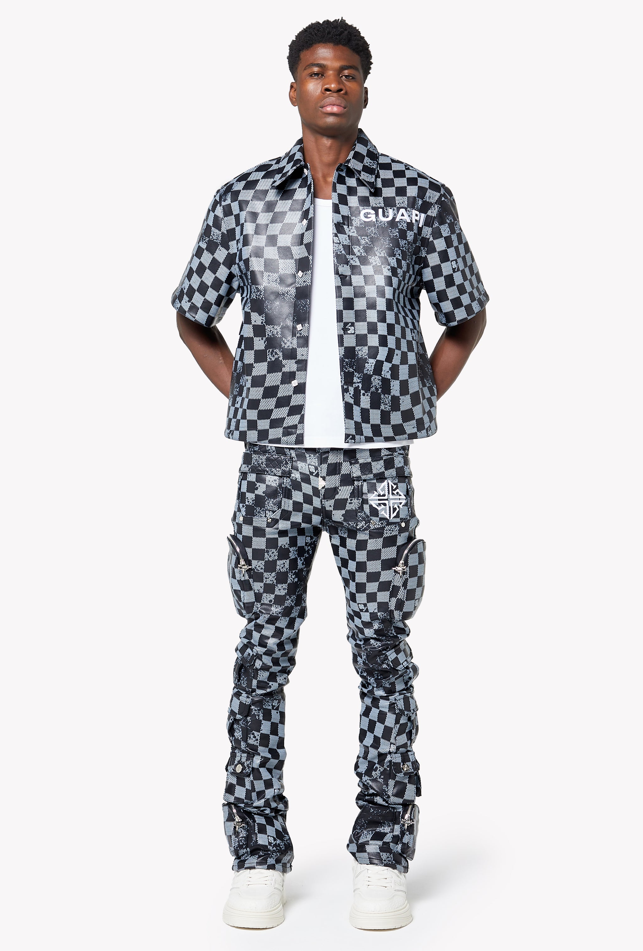 Obsidian Black Checkerboard Leather Pant