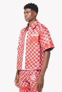 Blood Red Checkerboard Leather Shirt