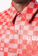 Blood Red Checkerboard Leather Shirt
