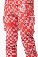 Blood Red Checkerboard Leather Pant