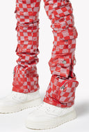 Blood Red Checkerboard Leather Pant