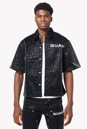 Obsidian Black Raindrop Leather Shirt