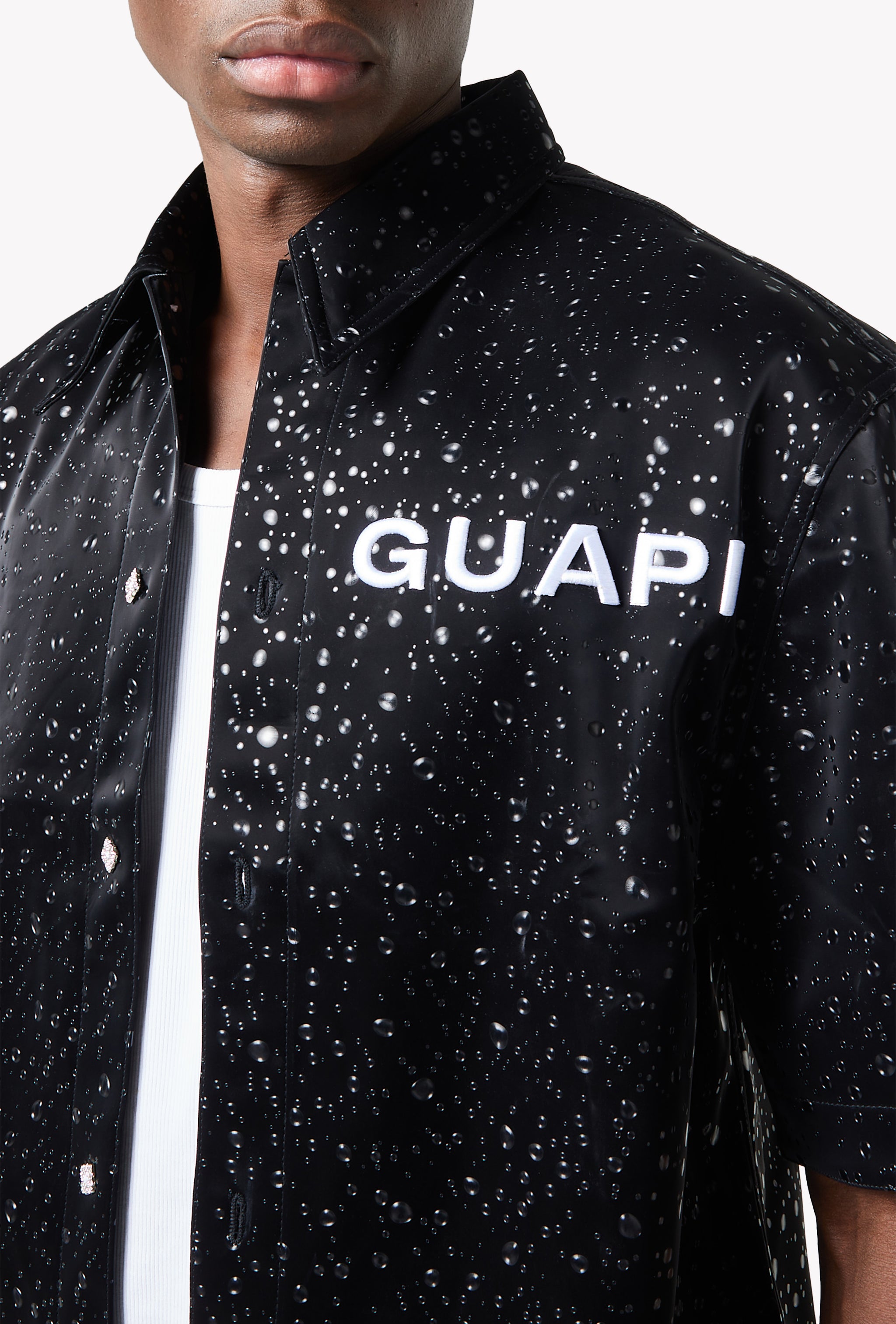 Obsidian Black Raindrop Leather Shirt