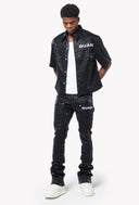 Obsidian Black Raindrop Leather Pant