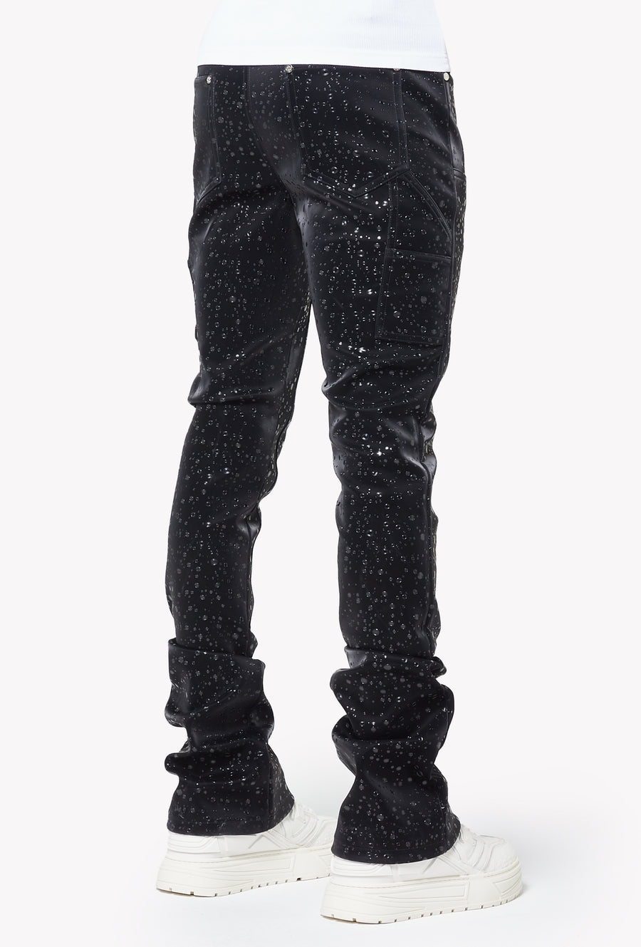 Obsidian Black Raindrop Leather Pant