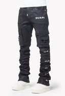 Obsidian Black Waxed Cargo Denim
