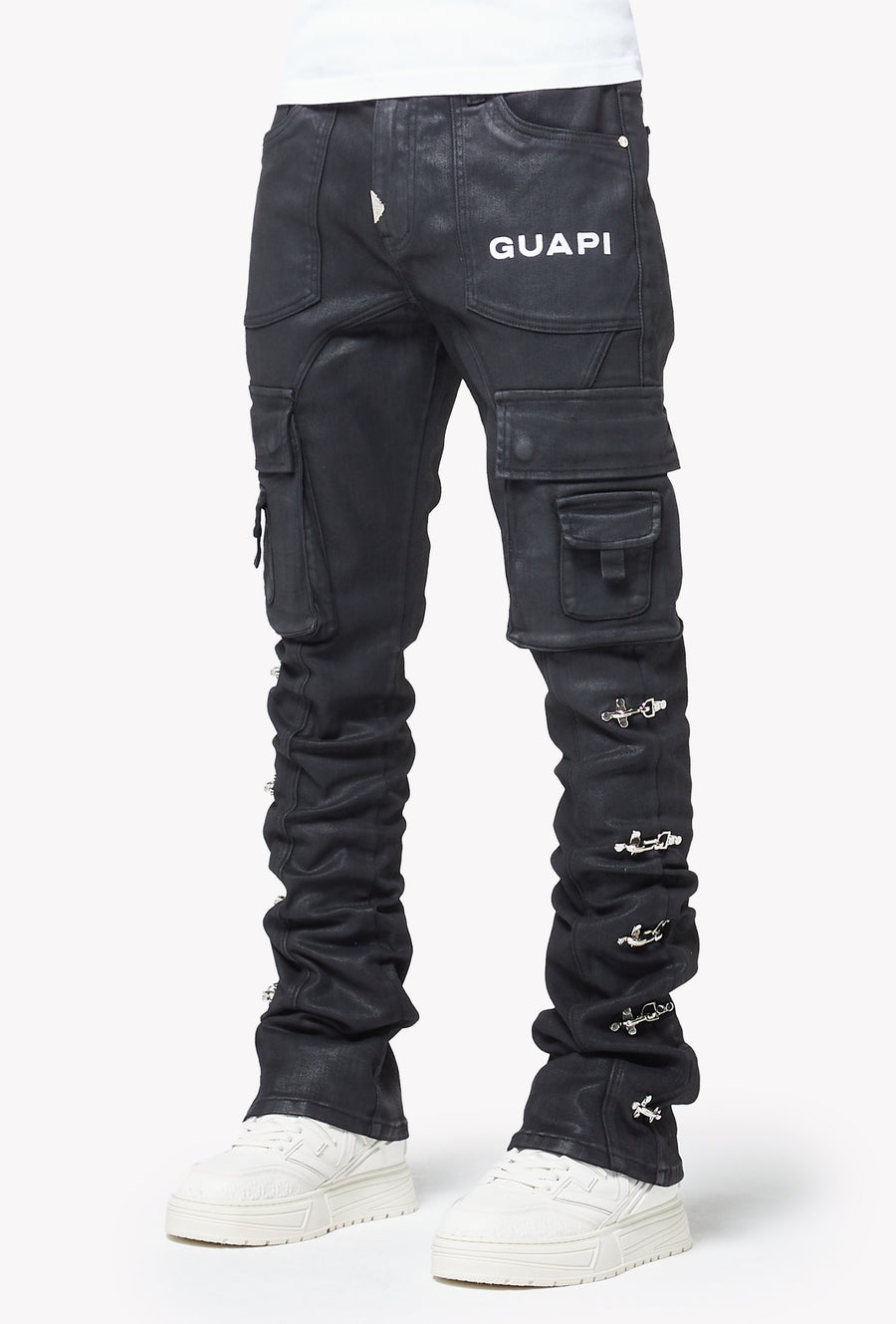 Obsidian Black Waxed Cargo Denim