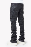 Obsidian Black Waxed Cargo Denim