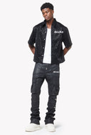 Obsidian Black Waxed Cargo Denim