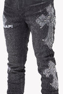 Vintage Black Distressed Cross Denim