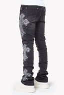 Vintage Black Distressed Cross Denim