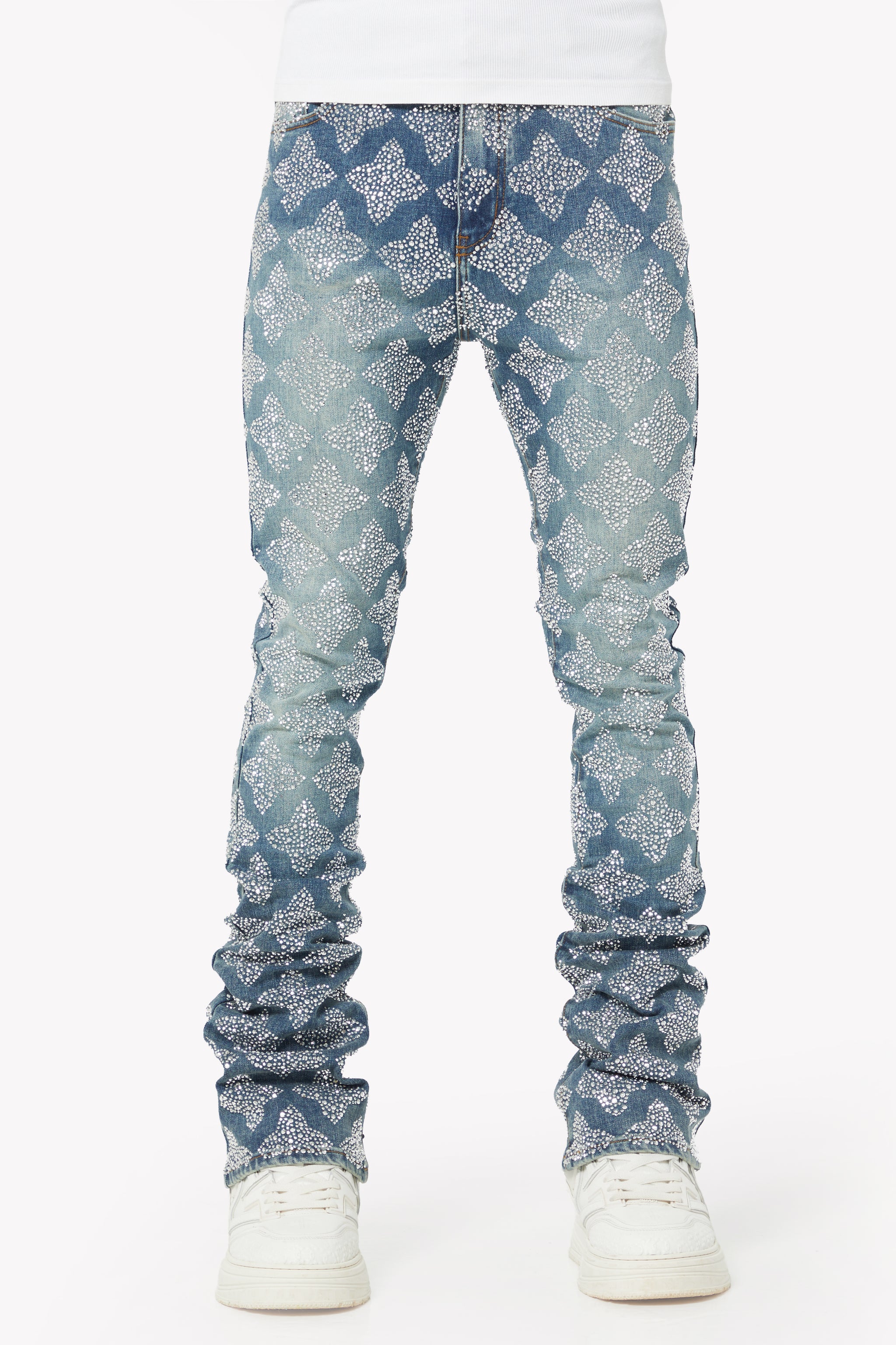 Vintage Blue Embellished Denim