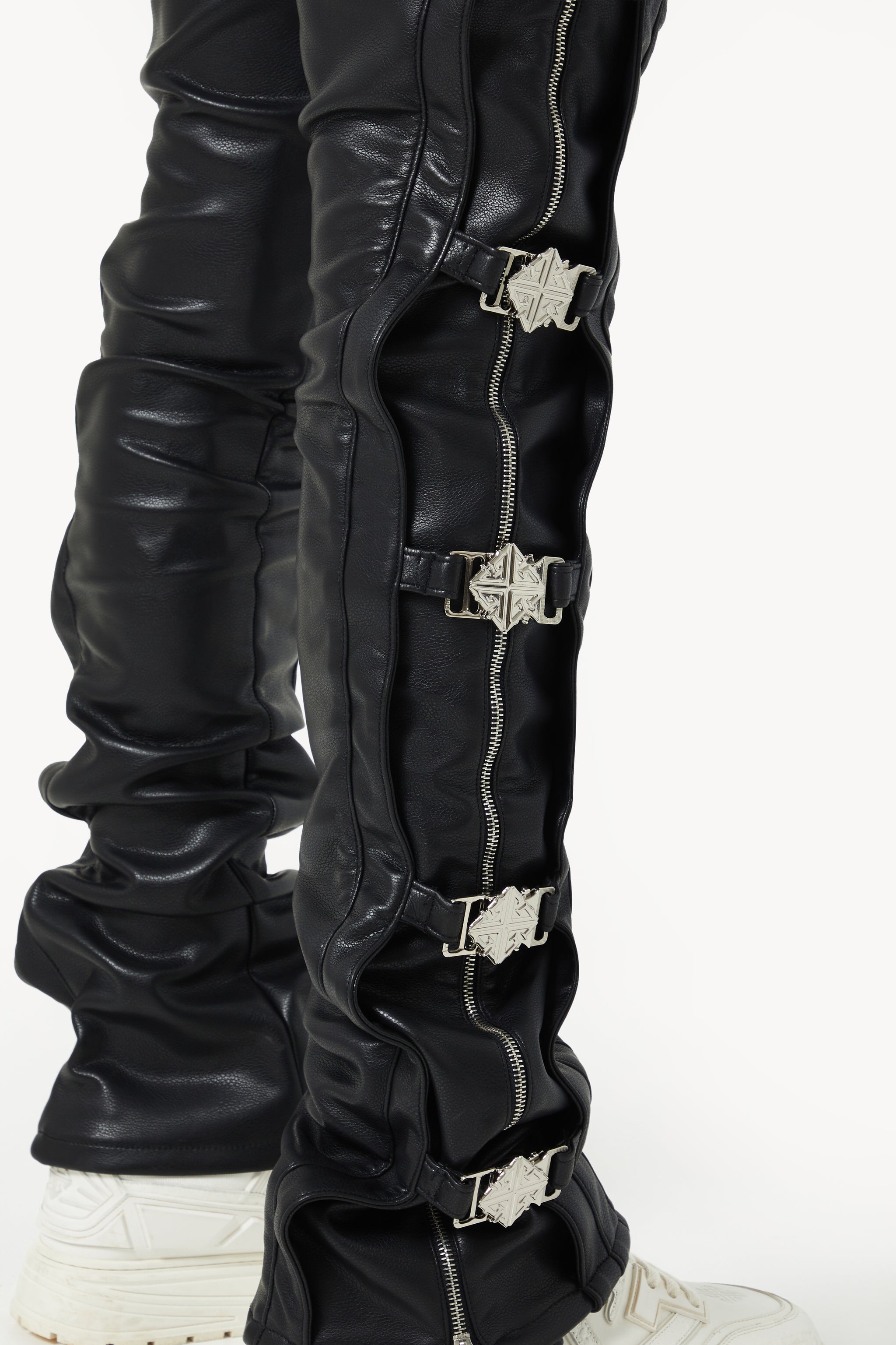 Obsidian Black Buckle Leather Pant