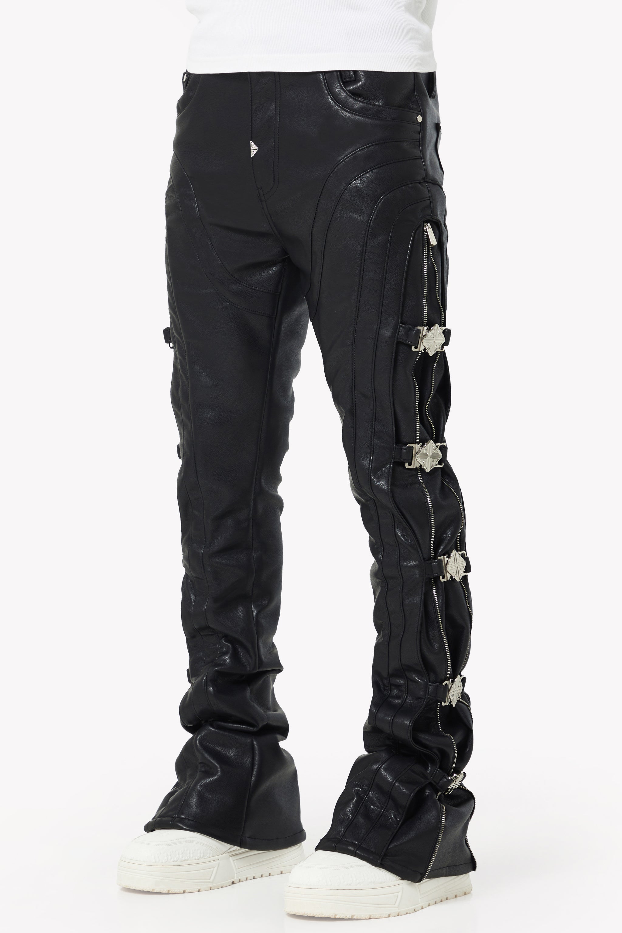 Obsidian Black Buckle Leather Pant