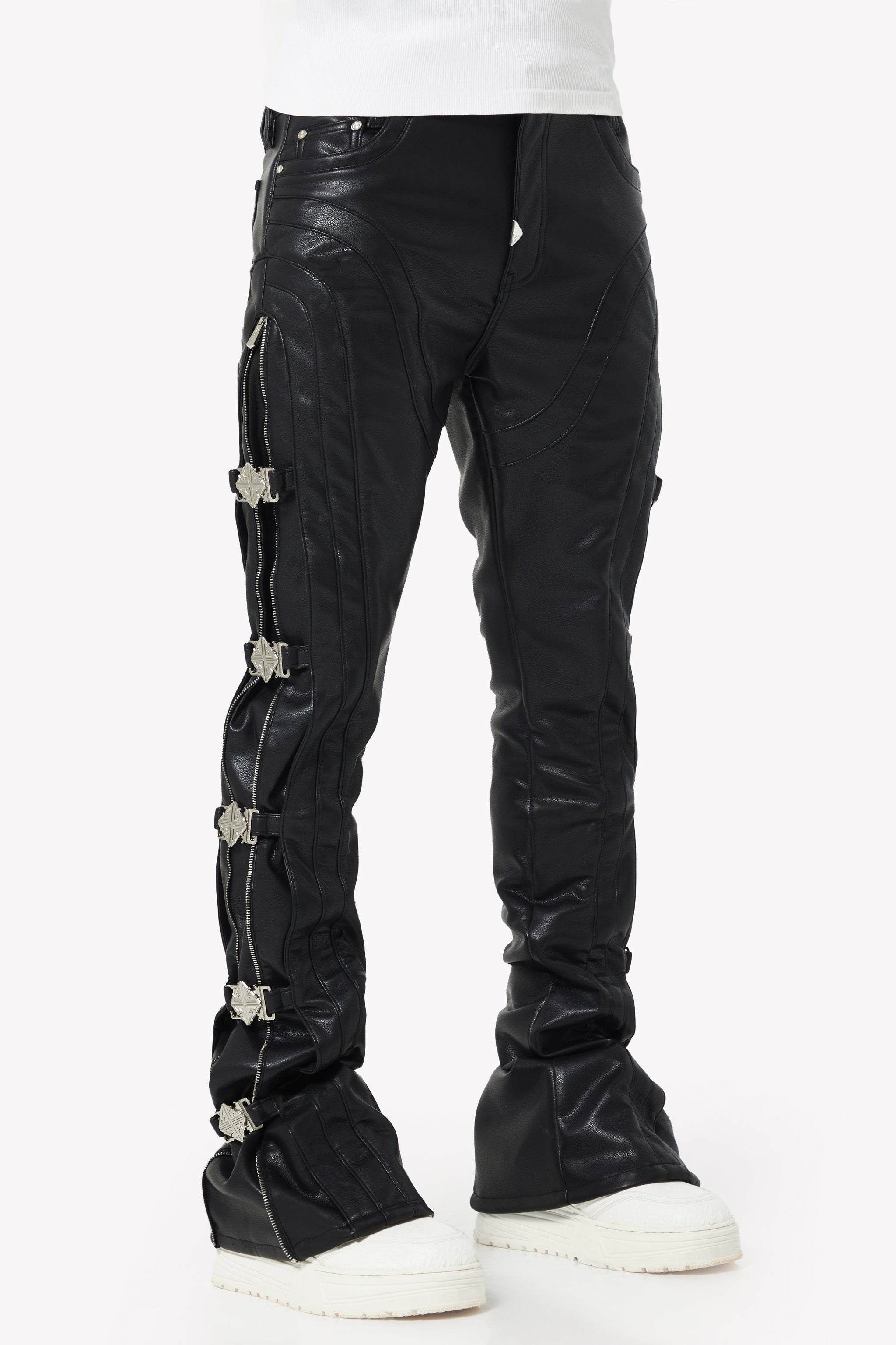 Obsidian Black Buckle Leather Pant