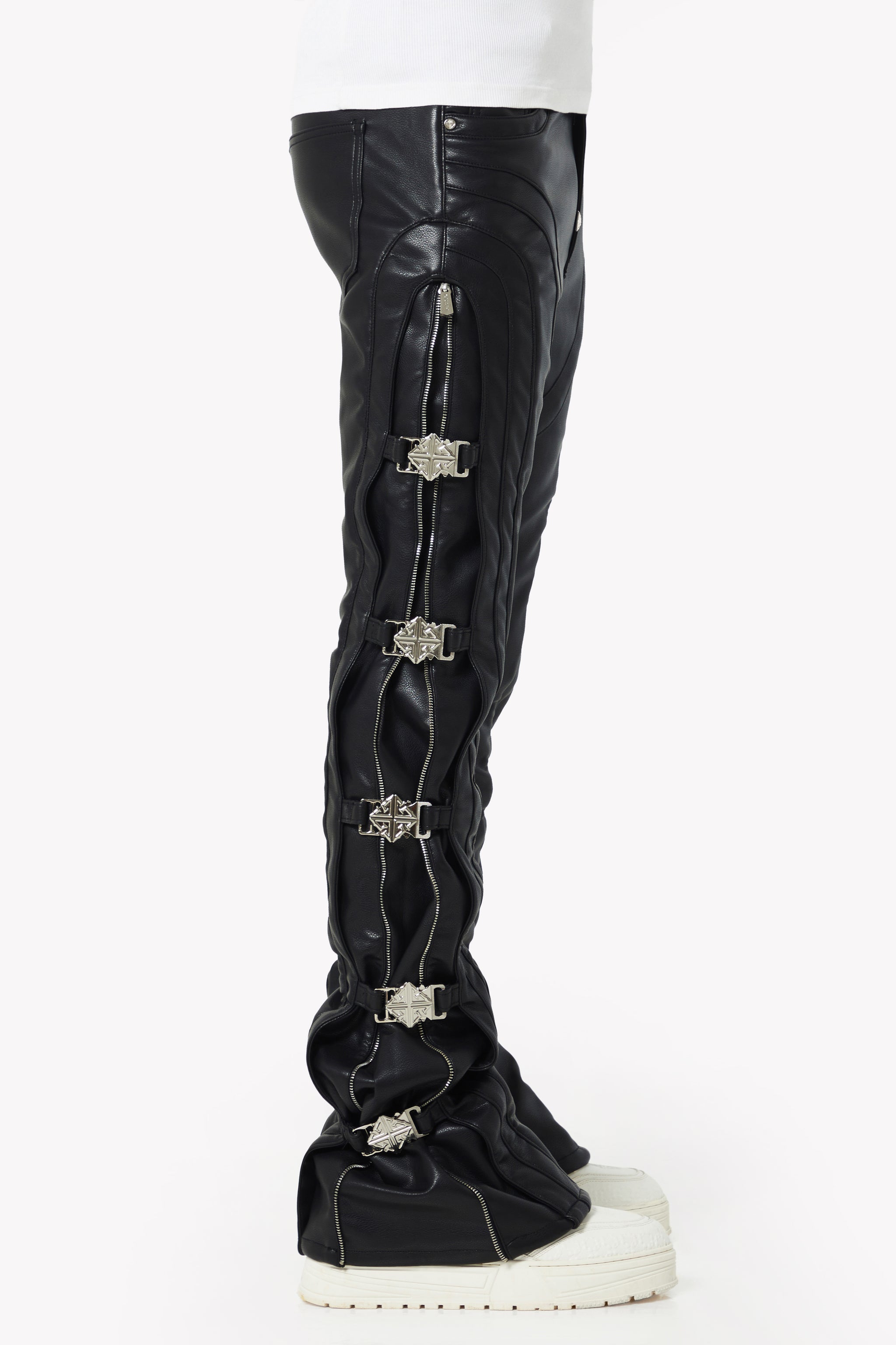 Obsidian Black Buckle Leather Pant