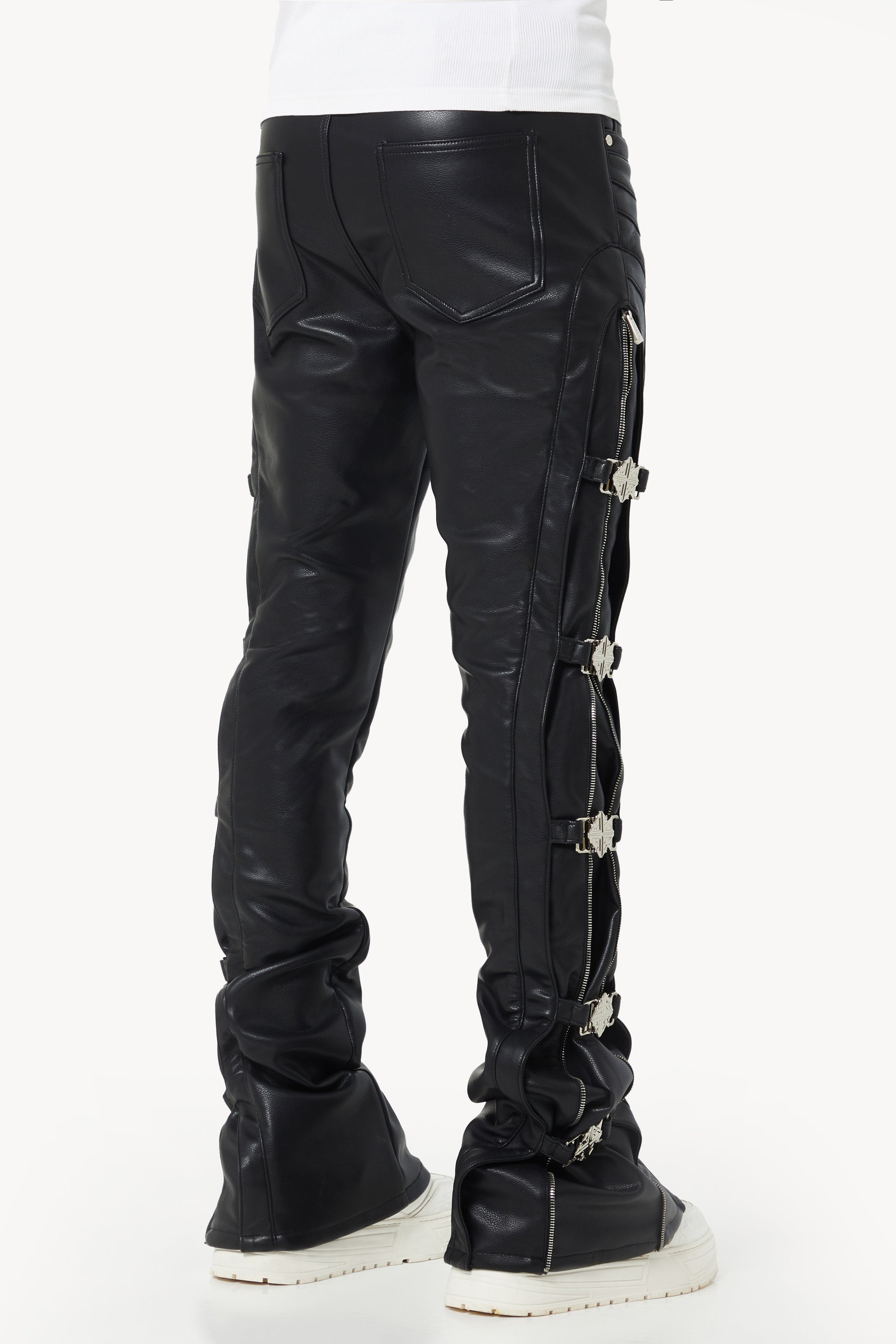 Obsidian Black Buckle Leather Pant
