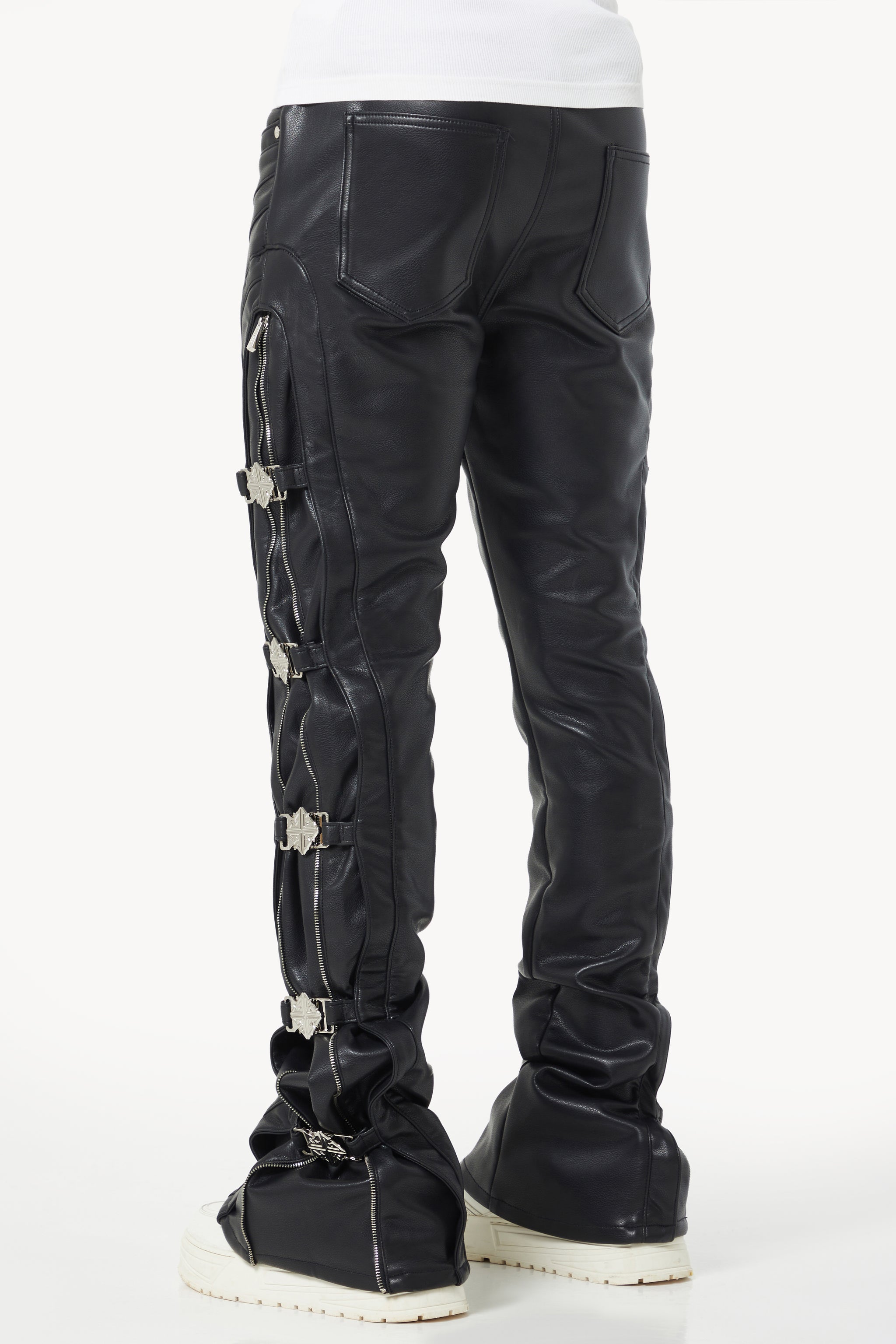 Obsidian Black Buckle Leather Pant
