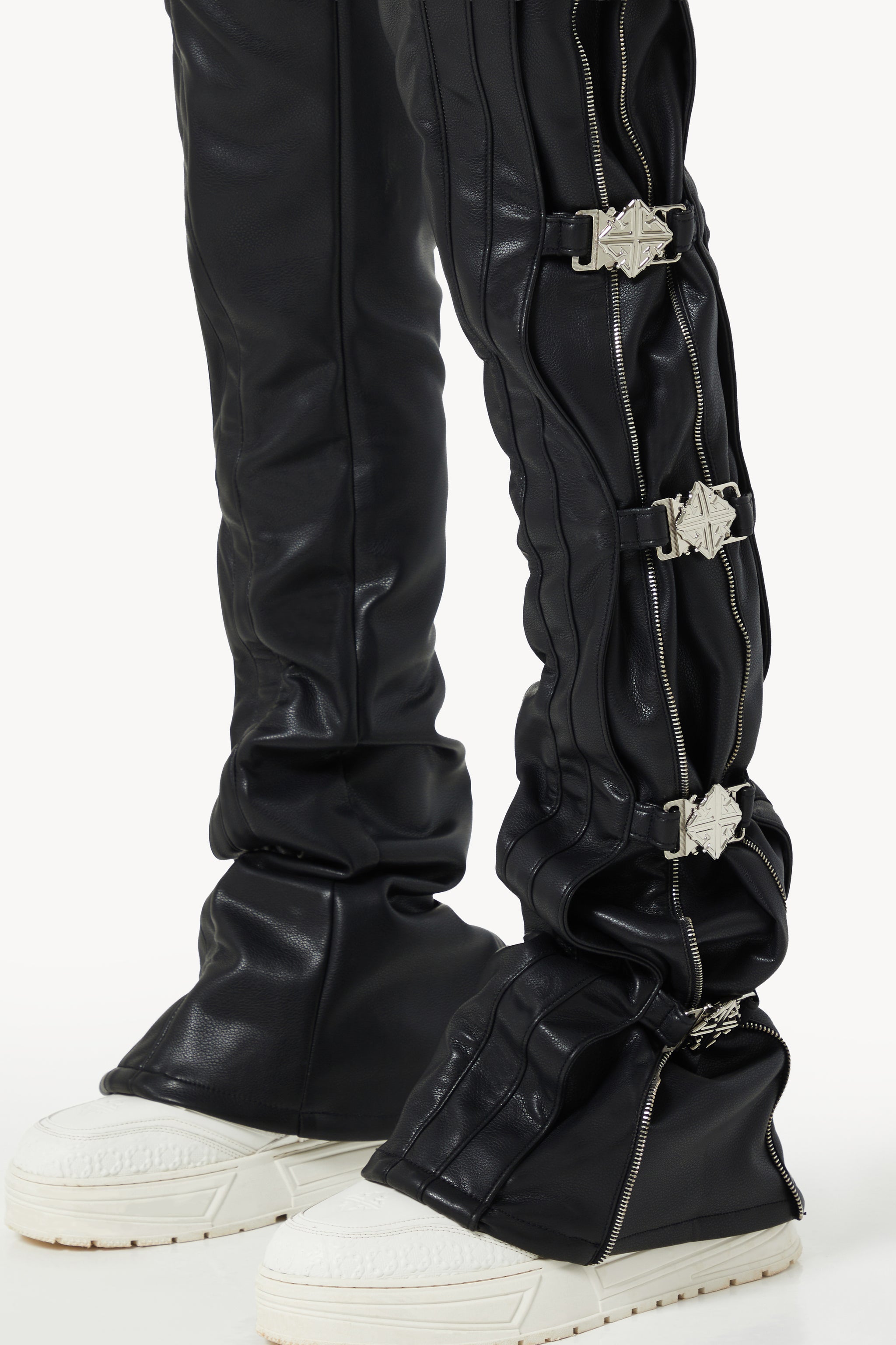 Obsidian Black Buckle Leather Pant