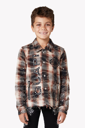 Mocha Rhinestone Kids Flannel