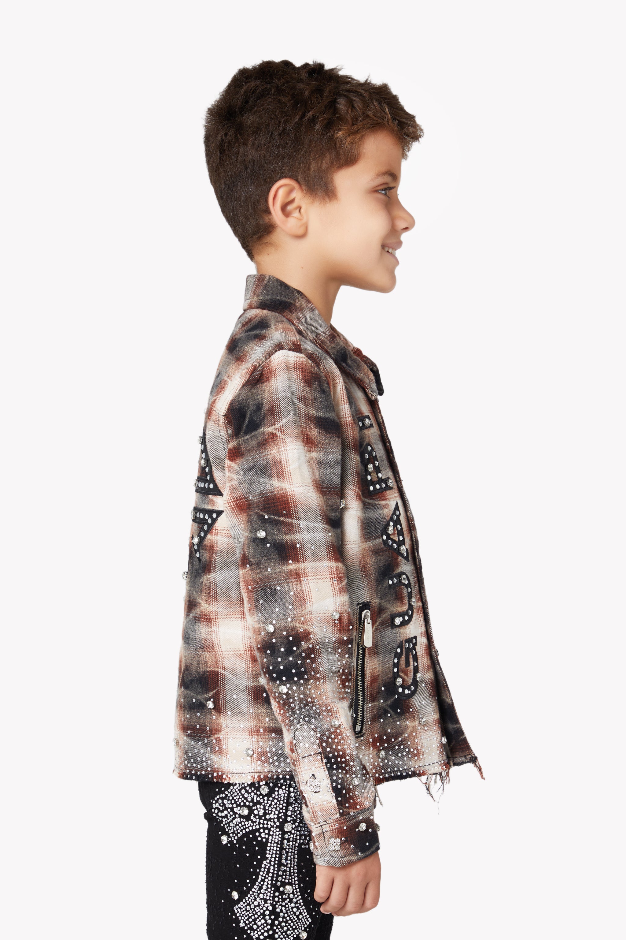 Mocha Rhinestone Kids Flannel