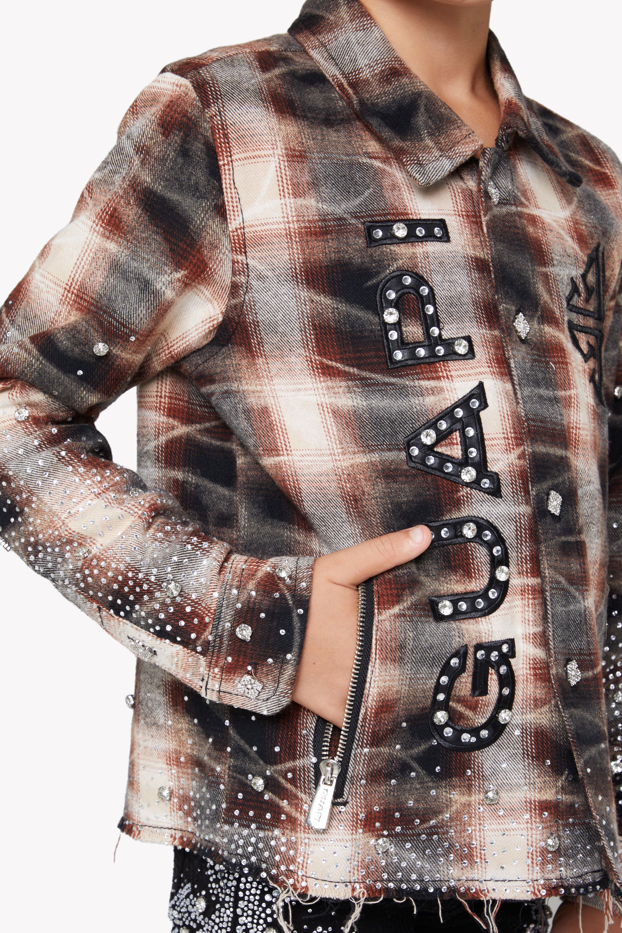 Mocha Rhinestone Kids Flannel