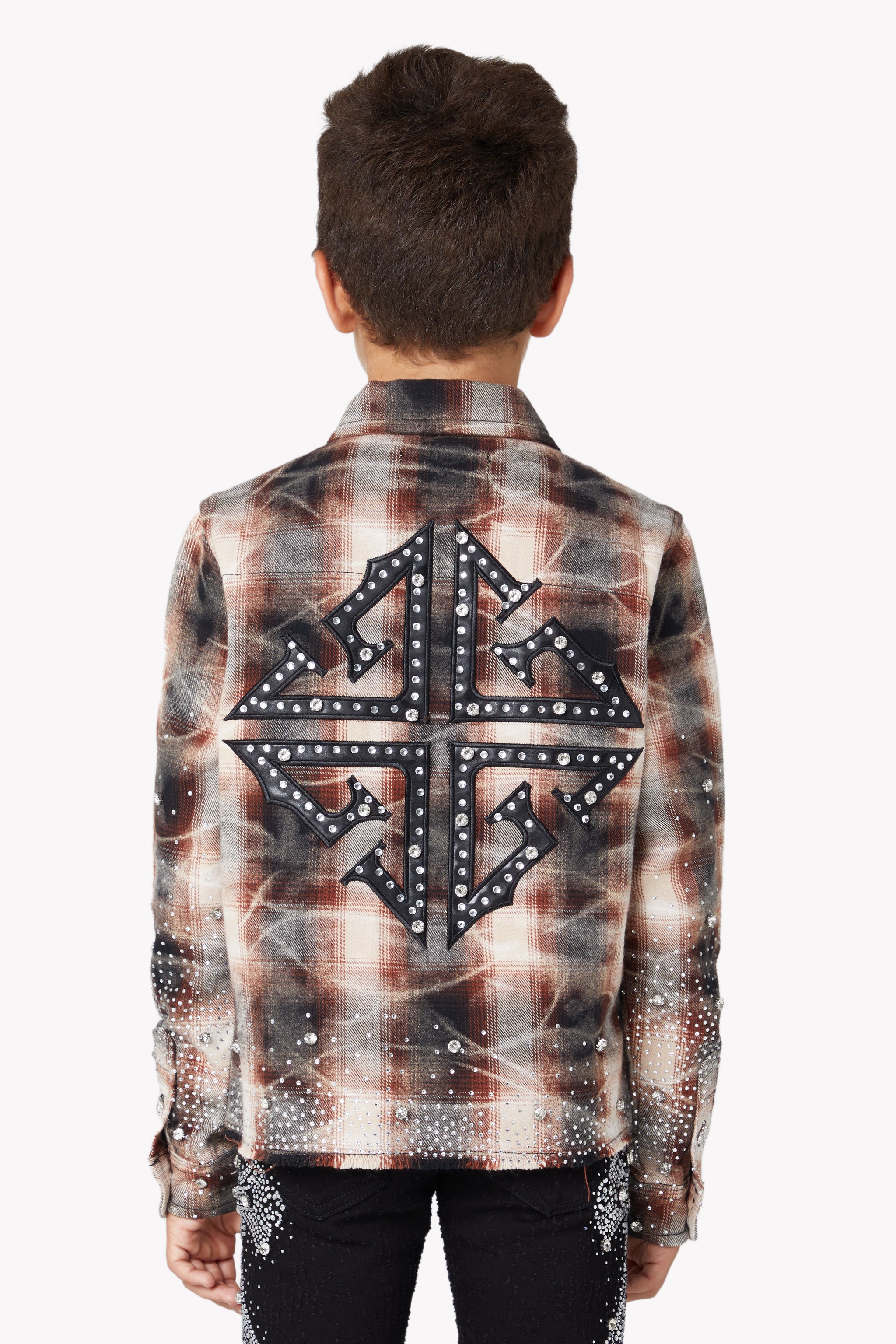 Mocha Rhinestone Kids Flannel