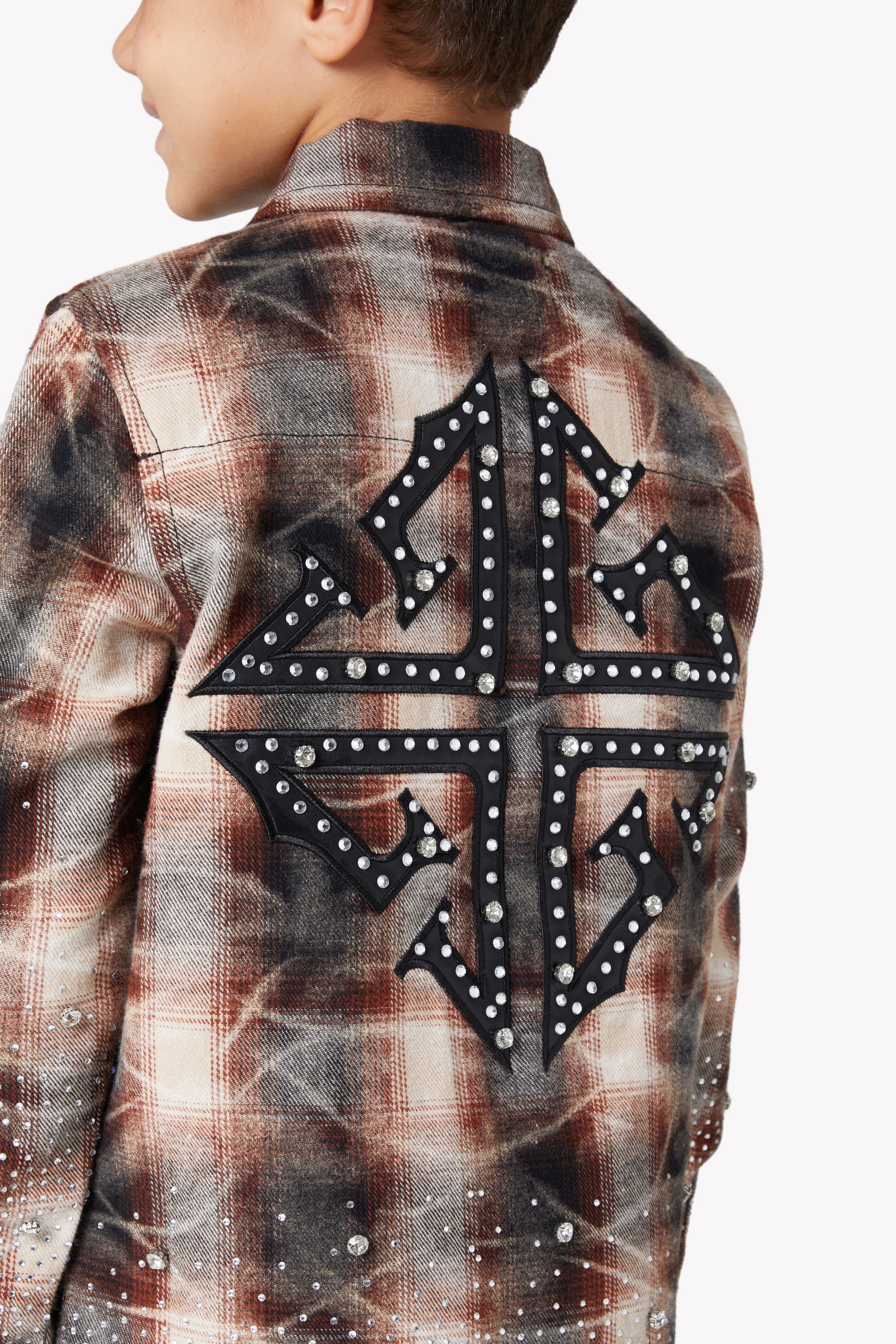 Mocha Rhinestone Kids Flannel