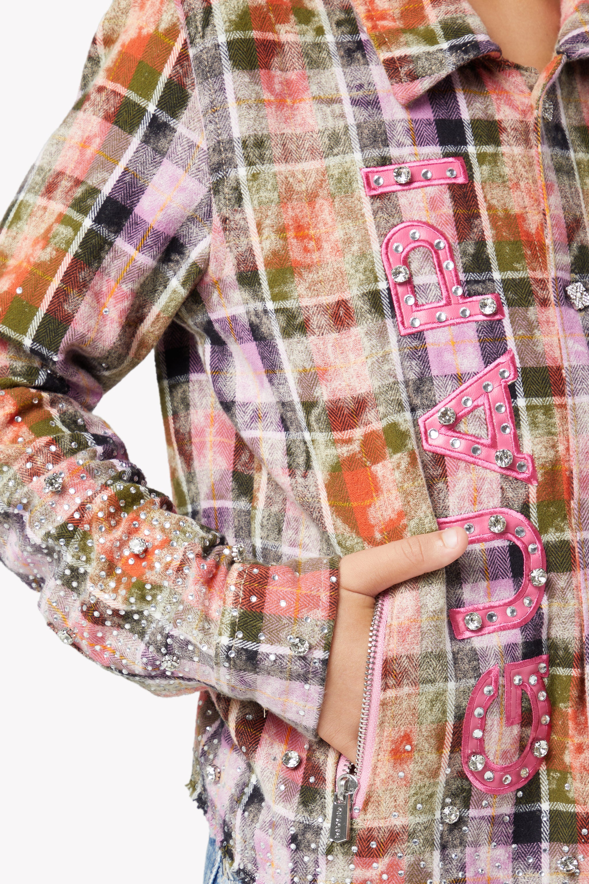 Blush Pink Rhinestone Kids Flannel