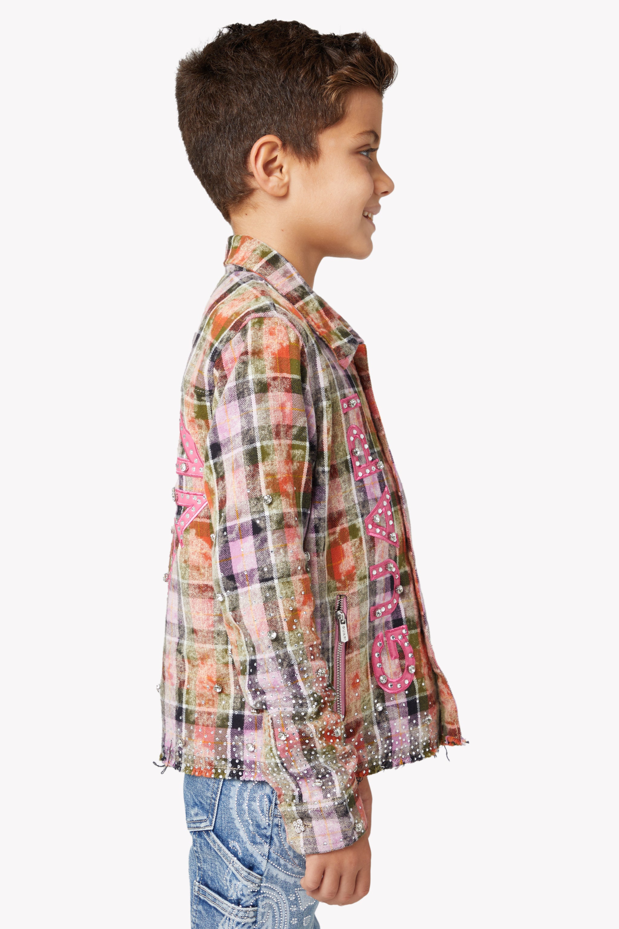Blush Pink Rhinestone Kids Flannel