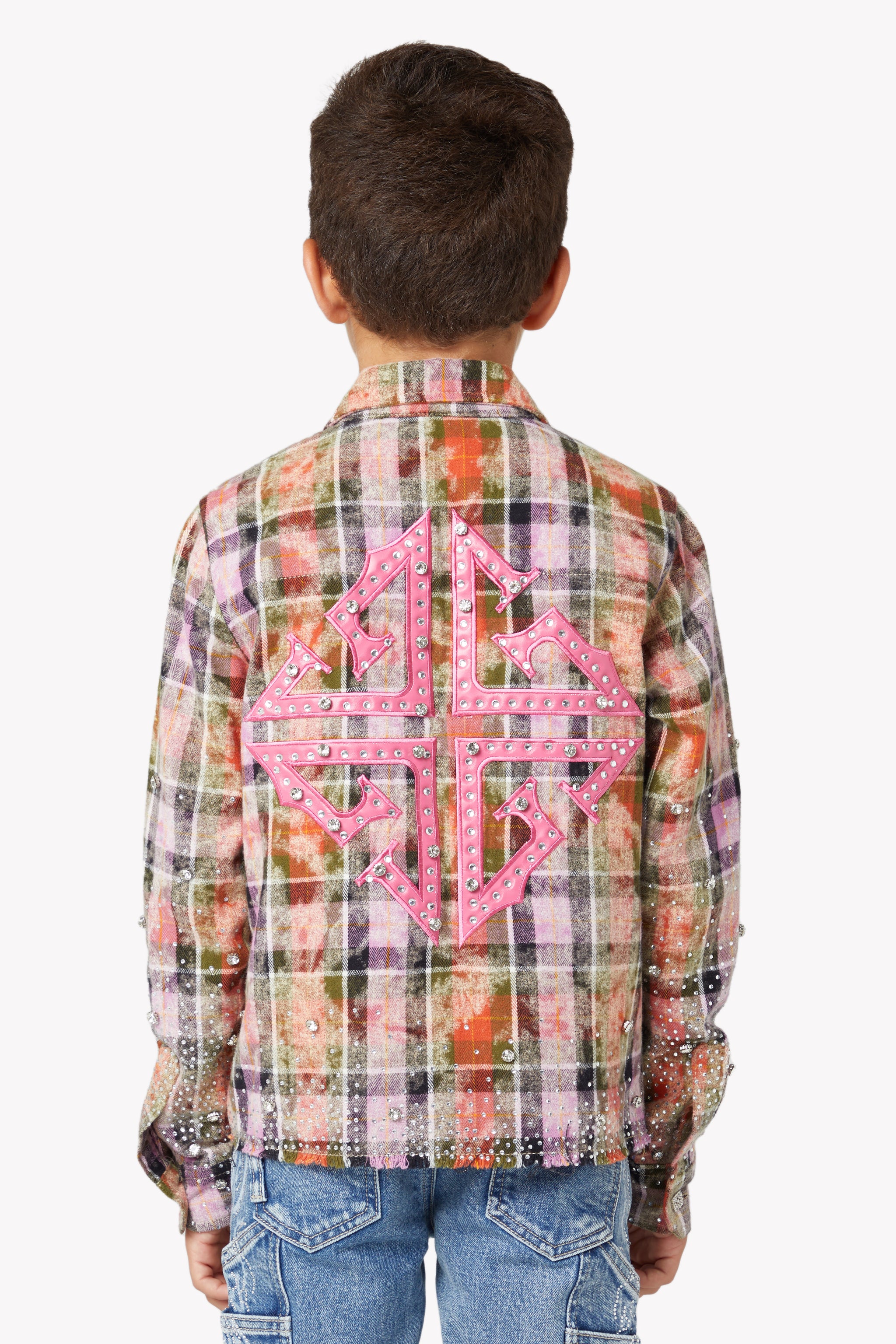 Blush Pink Rhinestone Kids Flannel